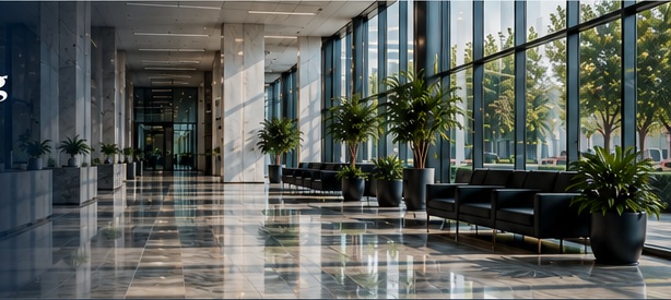 Bright modern commercial lobby